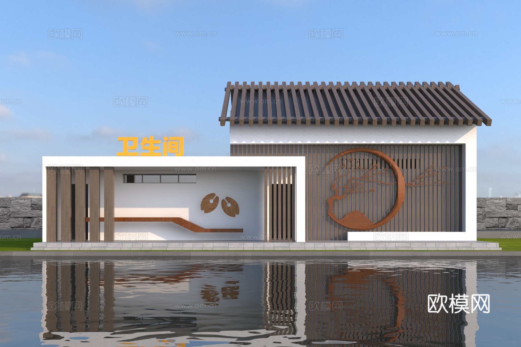 新中式卫生间 公共厕所3d模型