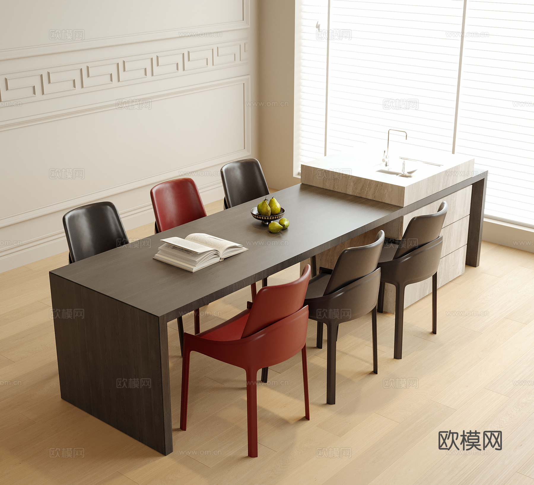 现代餐桌椅 餐椅 单椅 餐桌3d模型