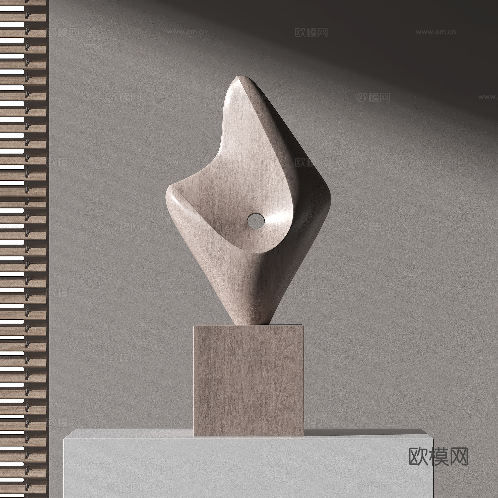 现代抽象木雕塑3d模型