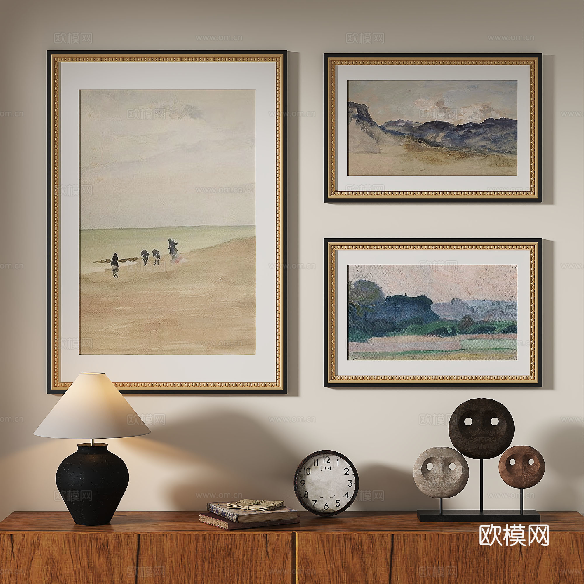 法式，复古，现代，中古，轻奢，油画，抽象，装饰画3d模型