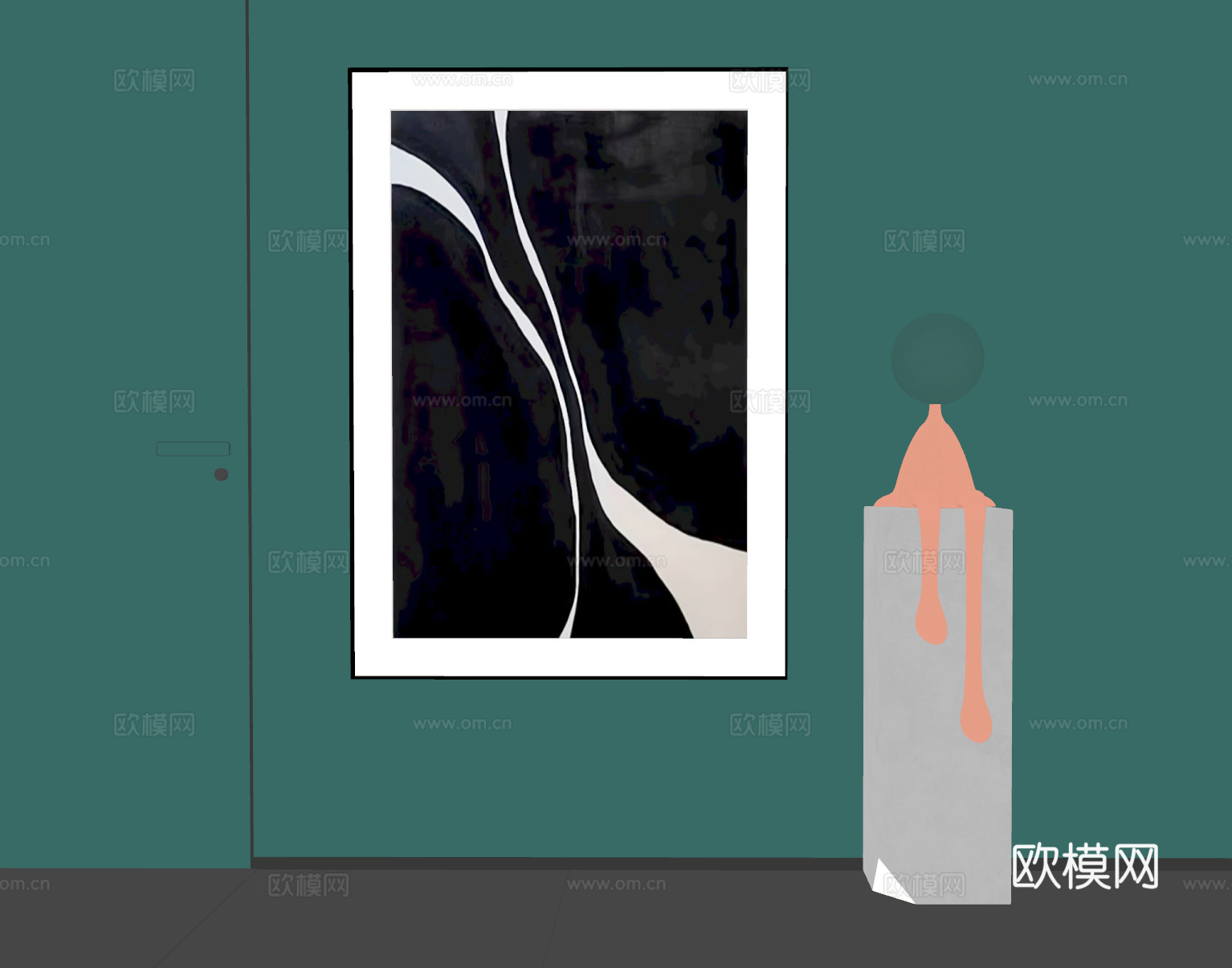 现代挂画  现代抽象挂画  现代极简挂画su模型