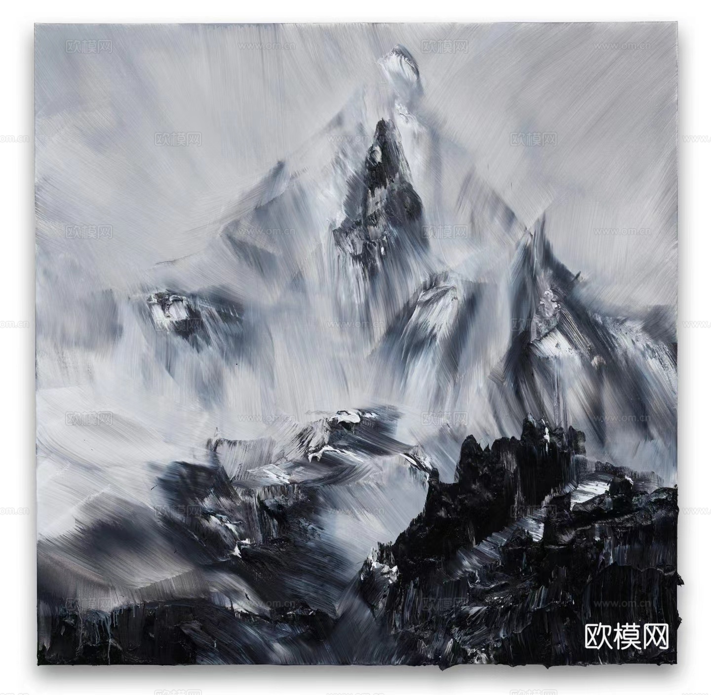 雪山风景油画装饰画