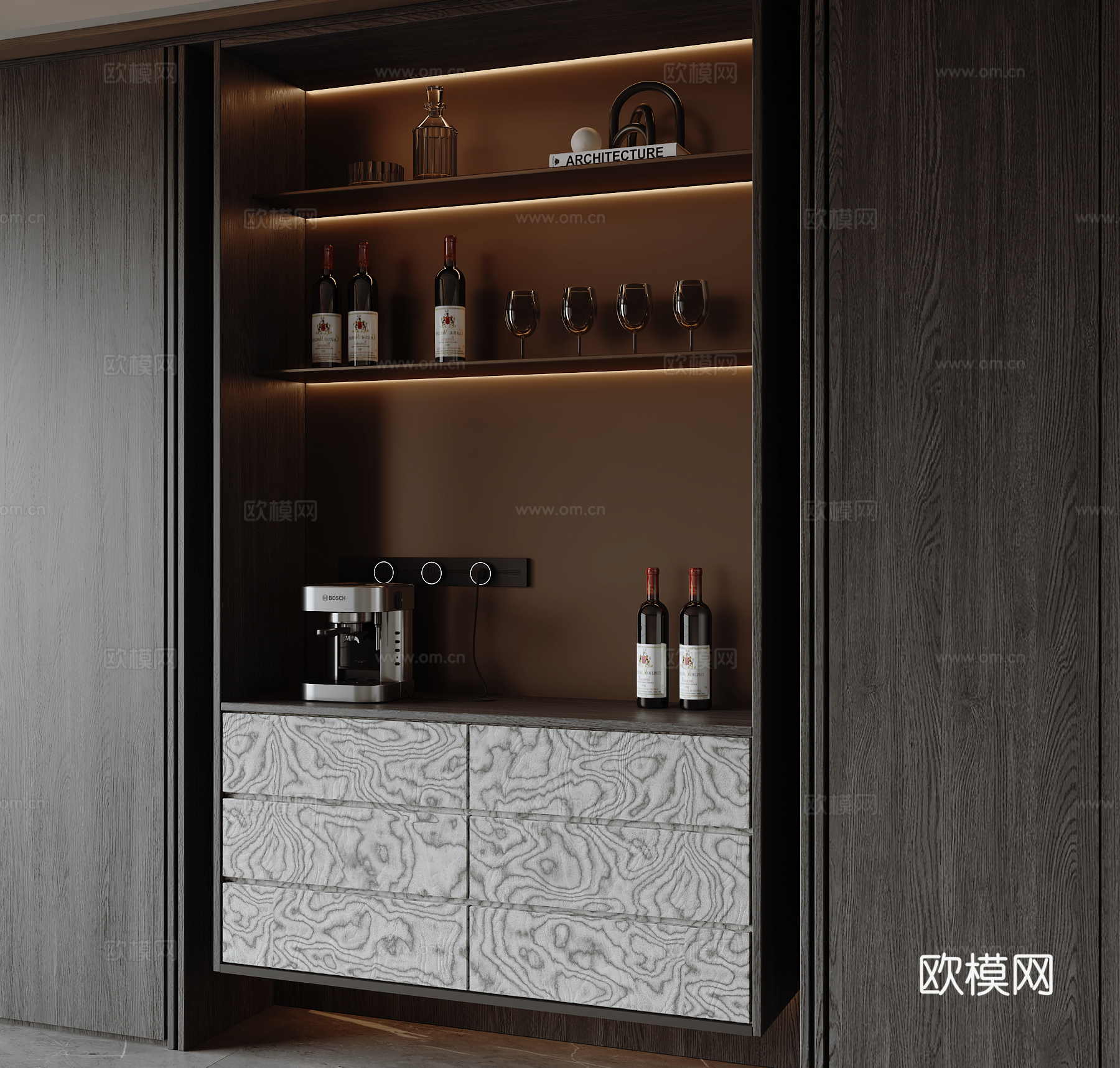 现代意式酒柜3d模型