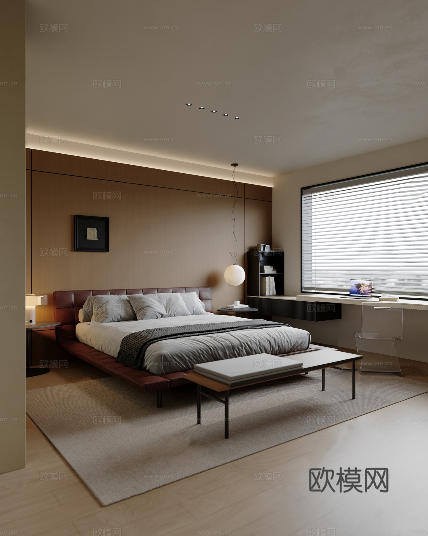 意式轻奢家居卧室 次卧 主卧 卧室梳妆台 高级3d模型