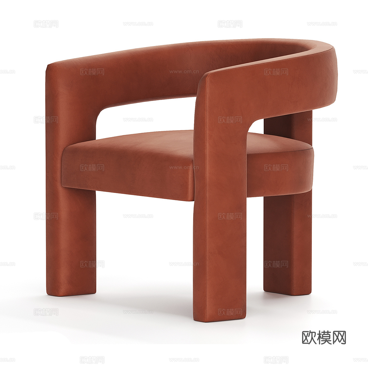 现代意式布艺扶手椅3d模型