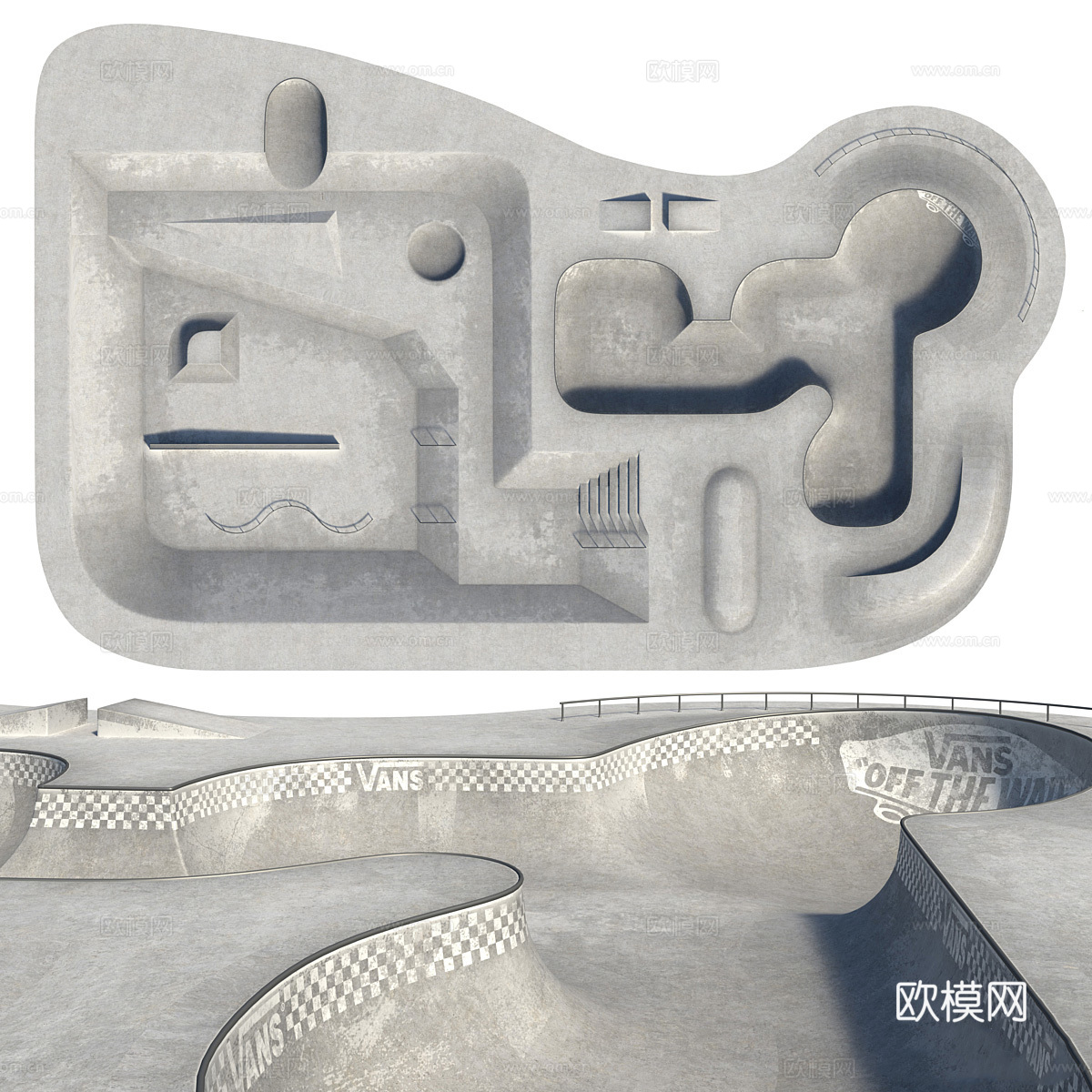 现代公园滑板场 户外 公园 滑板3d模型