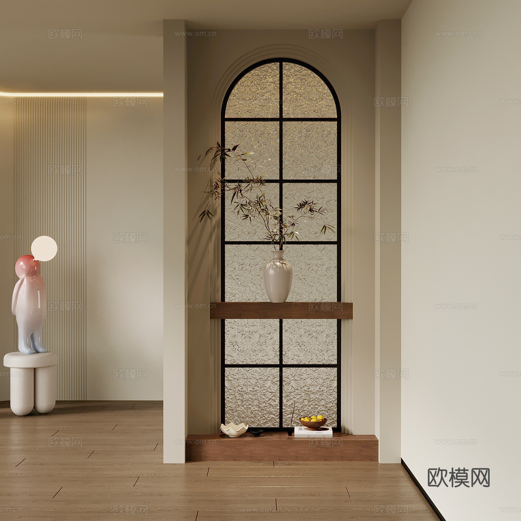 法式奶油风玄关隔断3d模型