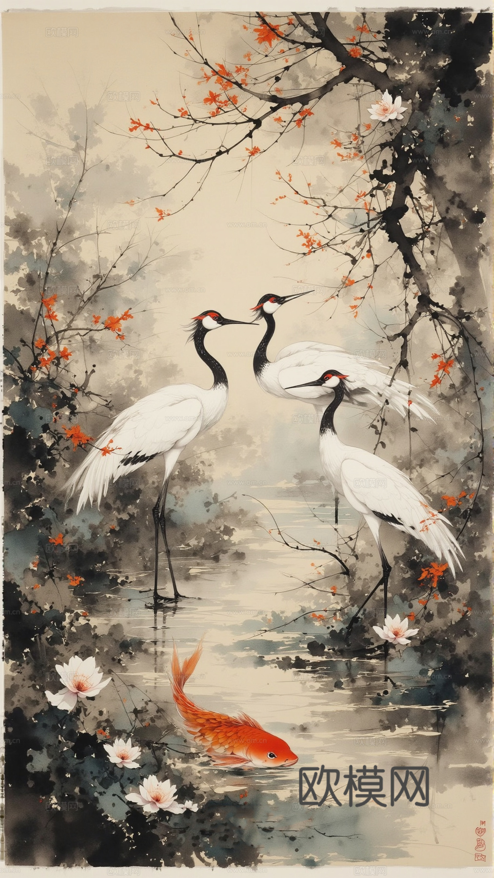 新中式中国画 水墨画 装饰画 挂画