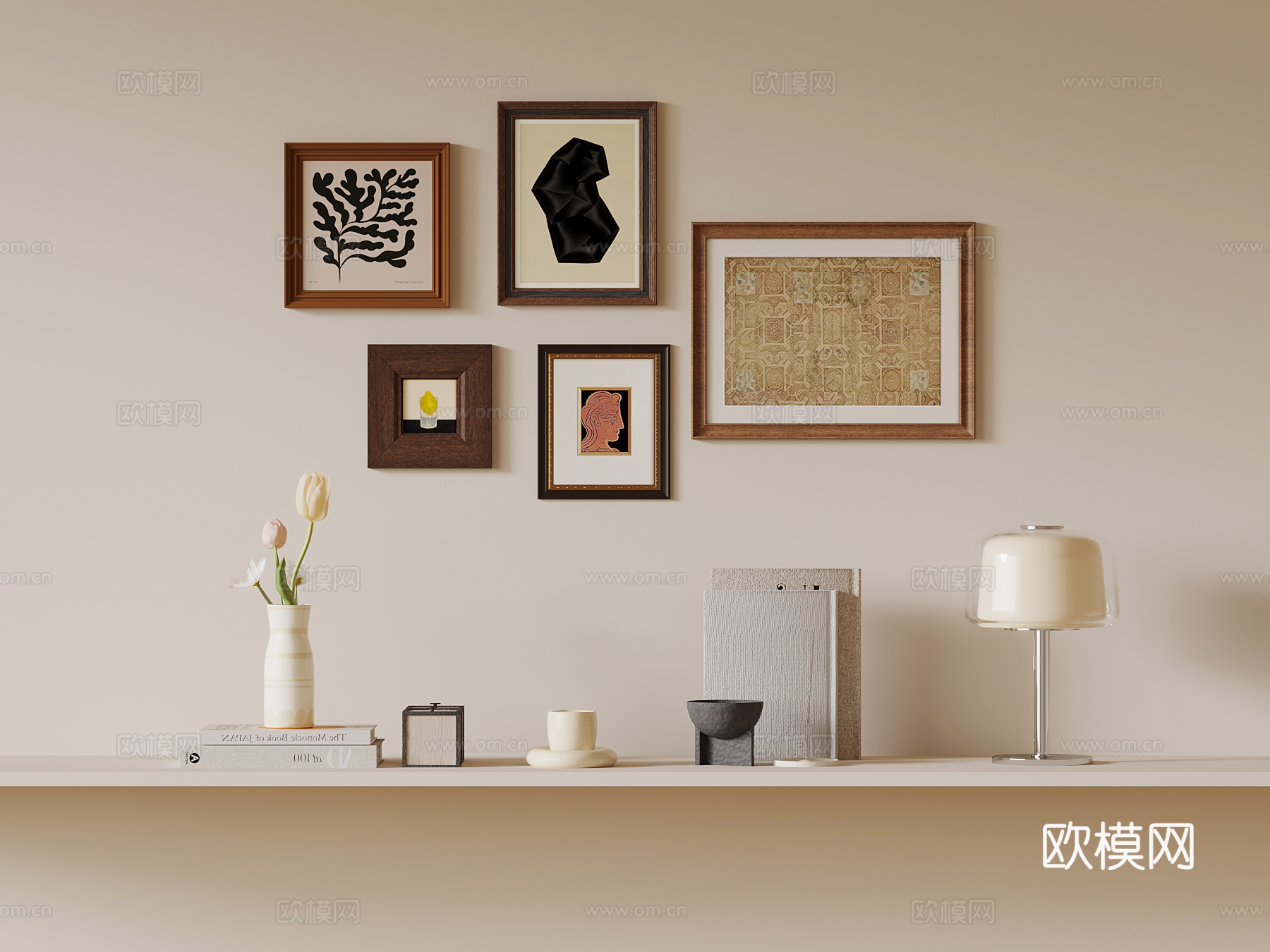 挂画 现代中古风装饰摆件 挂画 装饰画3d模型