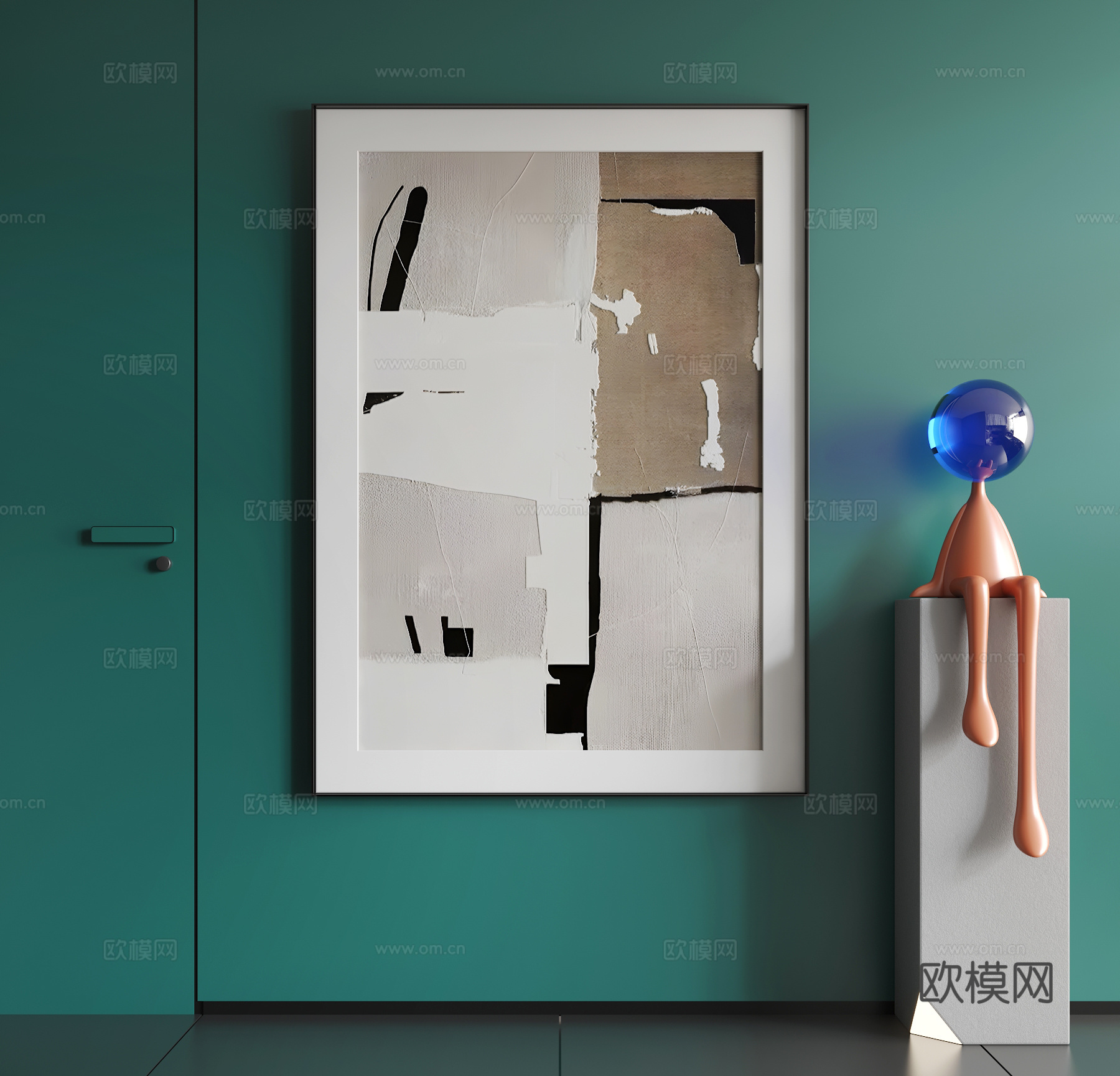 现代挂画  现代抽象挂画  现代极简挂画su模型
