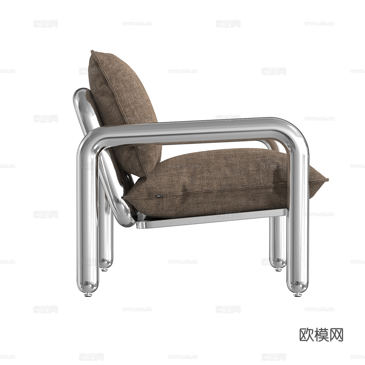 现代意式极简不锈钢扶手椅3d模型
