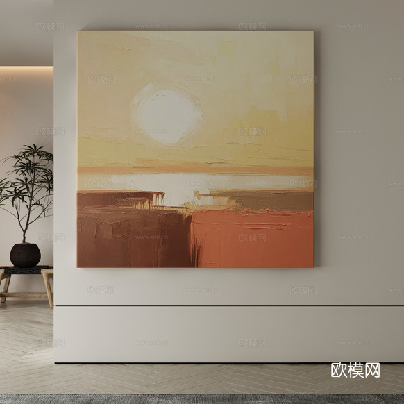 现代侘寂挂画 油画3d模型下载