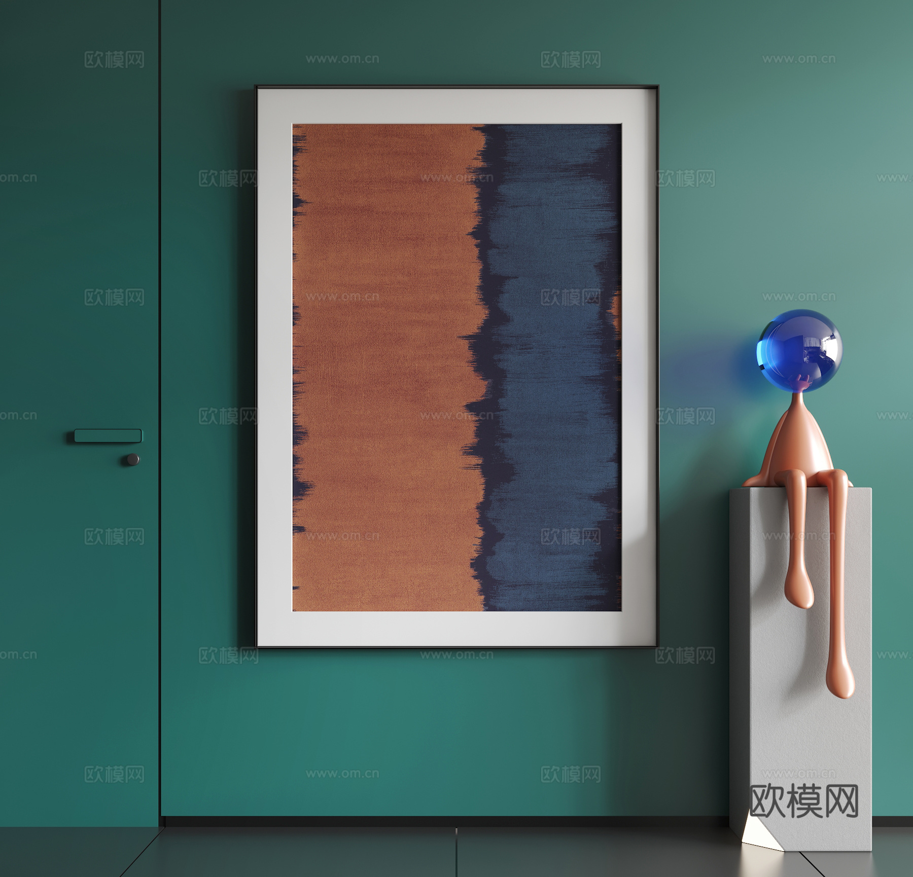 现代挂画  现代抽象挂画  现代极简挂画su模型