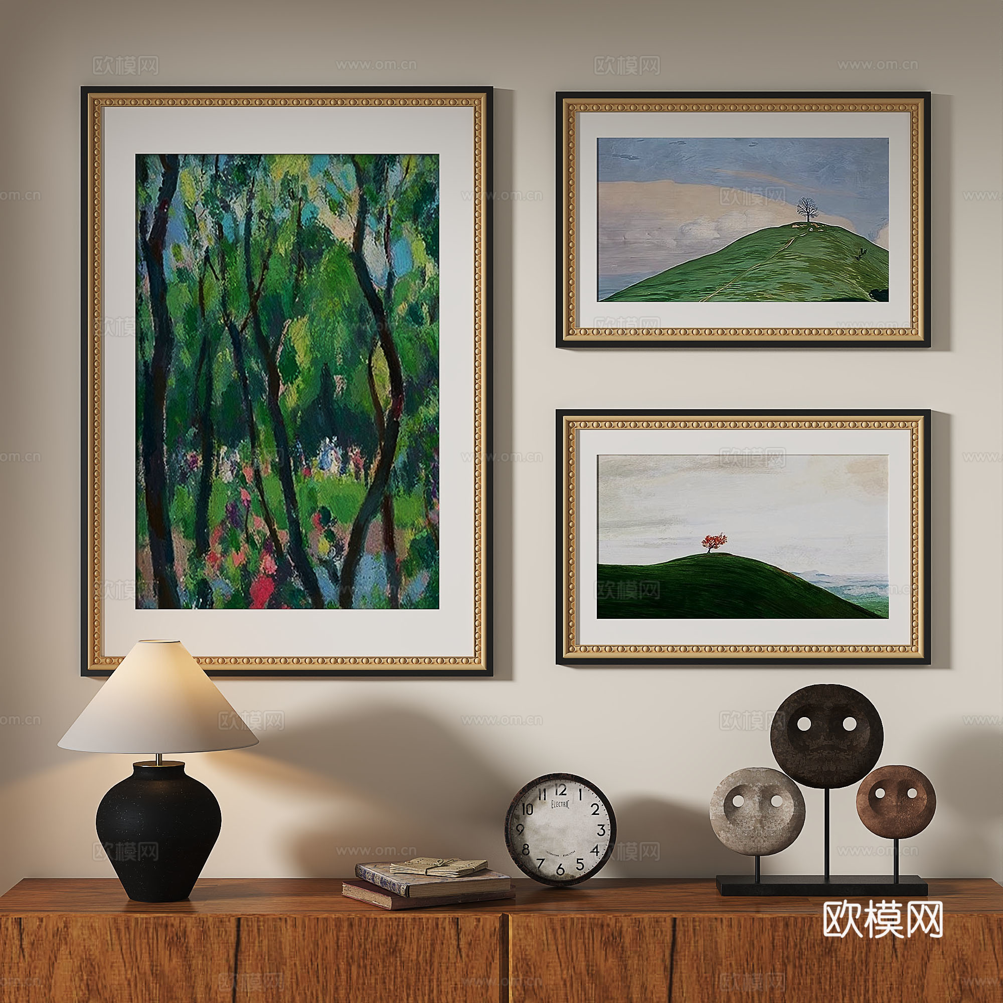法式，复古，现代，中古，轻奢，油画，抽象，装饰画3d模型