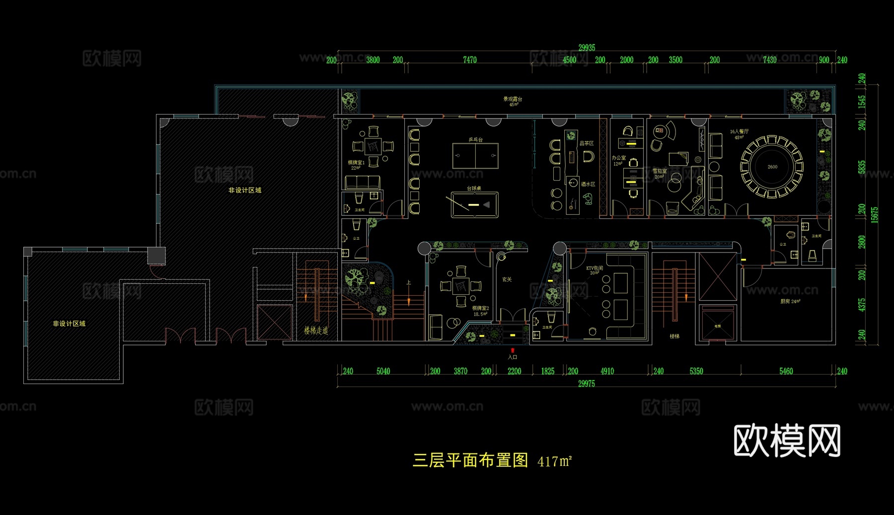 会所平面图cad施工图
