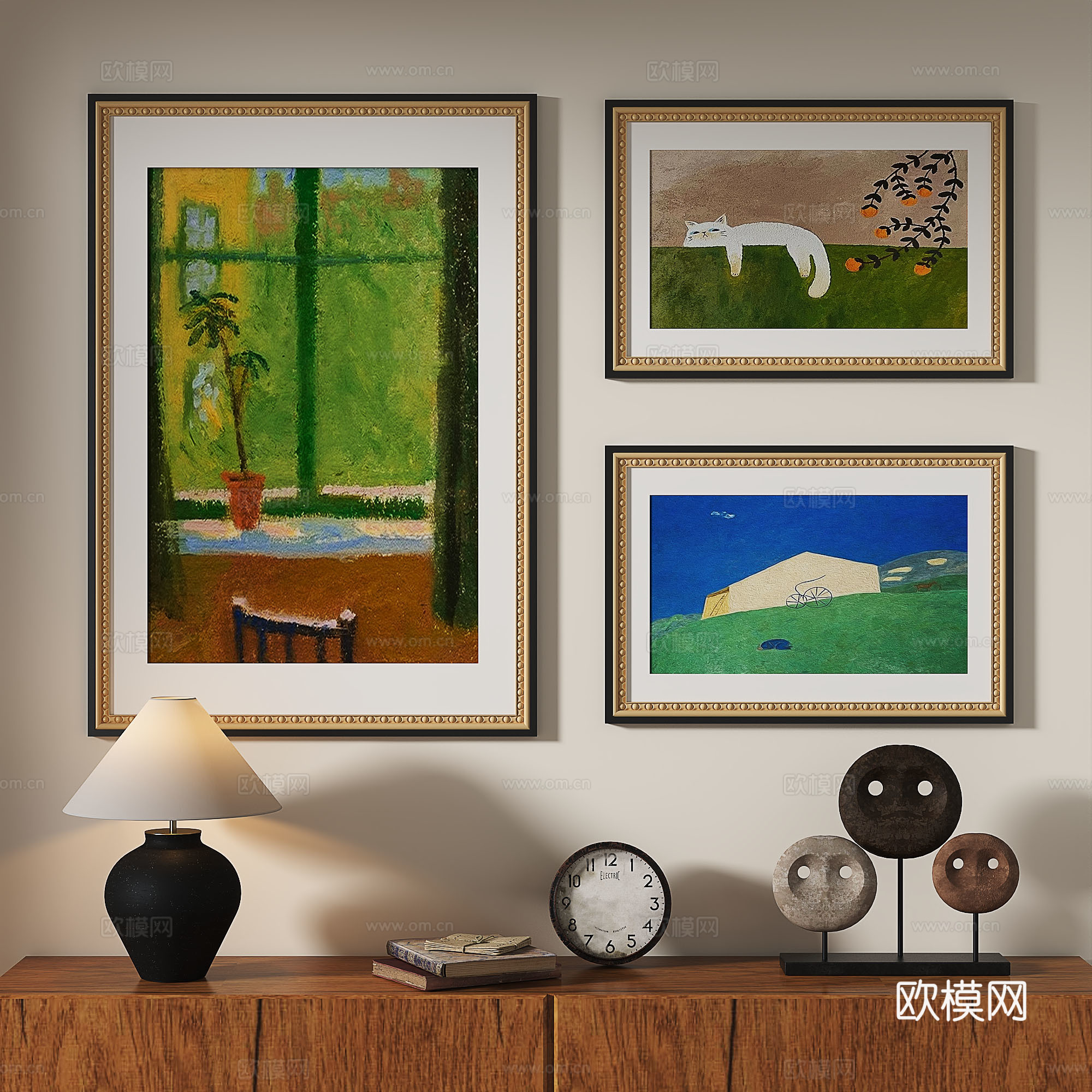 法式，复古，现代，中古，轻奢，油画，抽象，装饰画3d模型