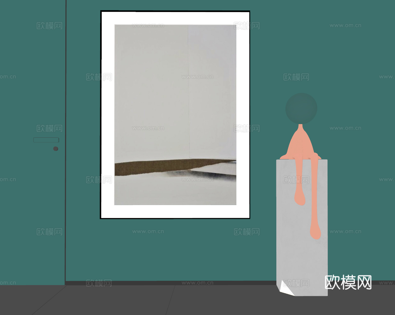 现代挂画  现代抽象挂画  现代极简挂画su模型