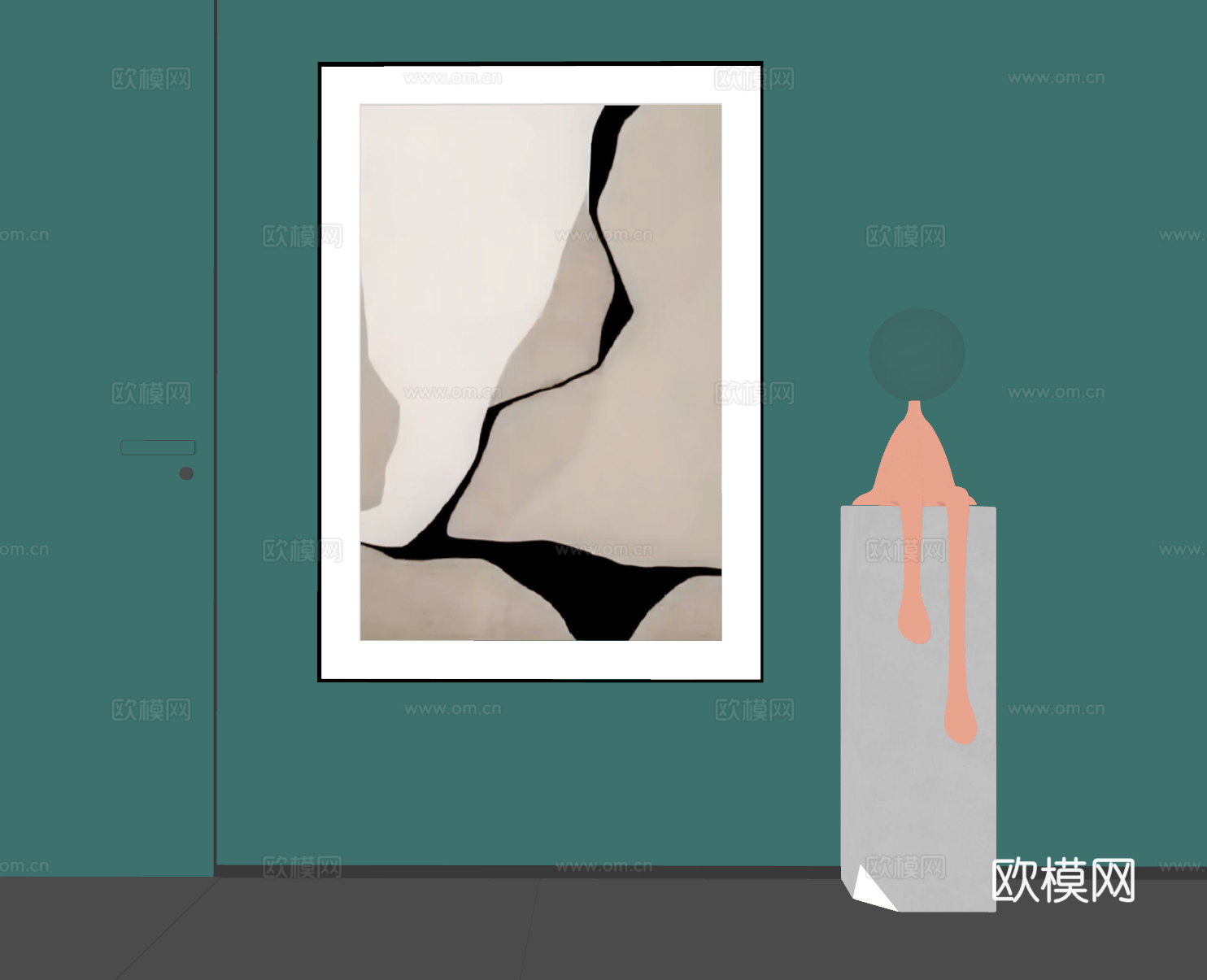现代挂画  现代抽象挂画  现代极简挂画su模型