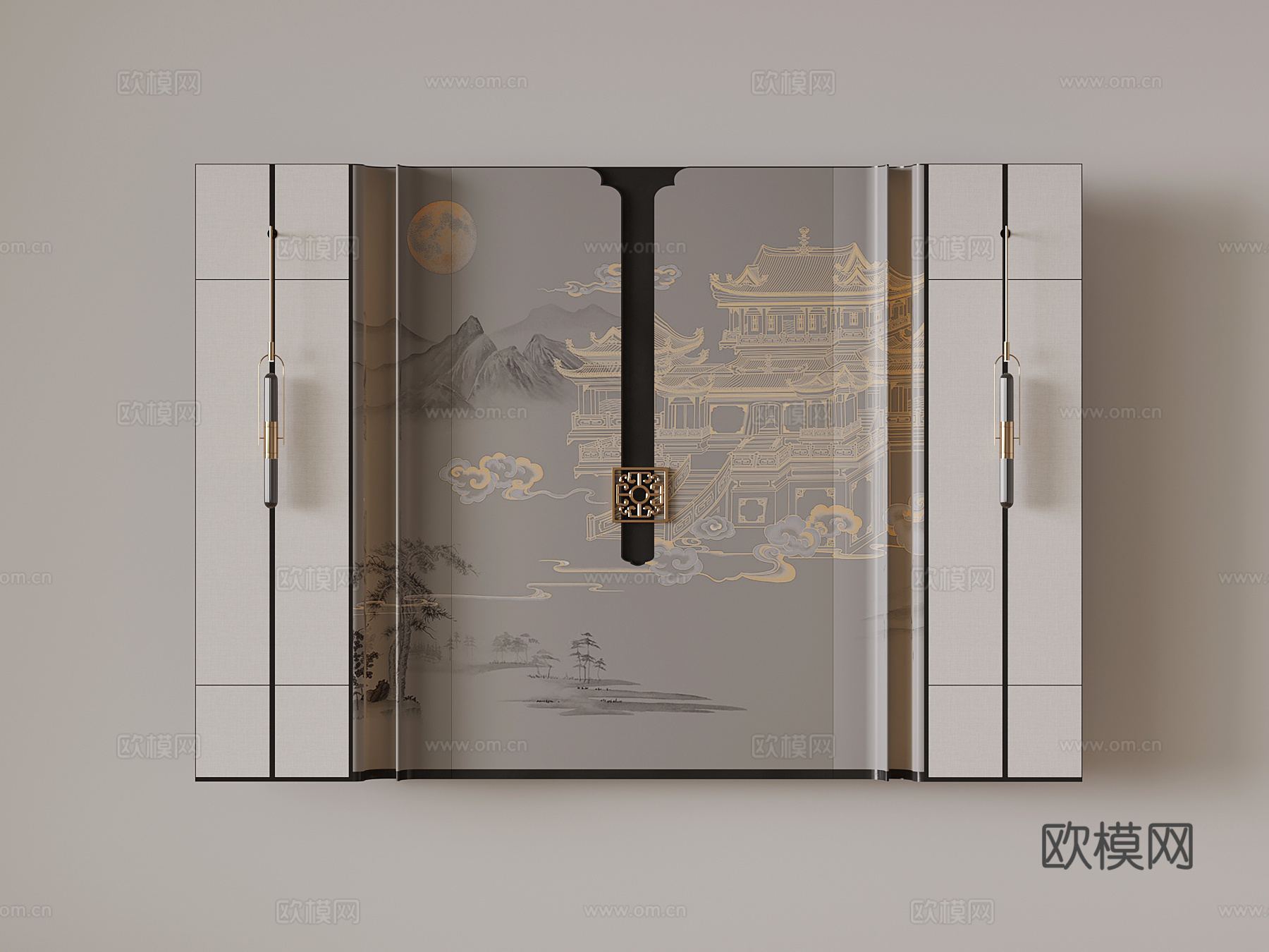 背景墙 新中式背景墙3d模型