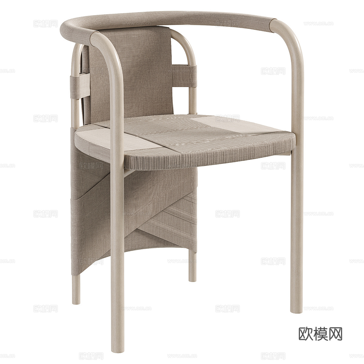 新中式侘寂藤编餐椅3d模型