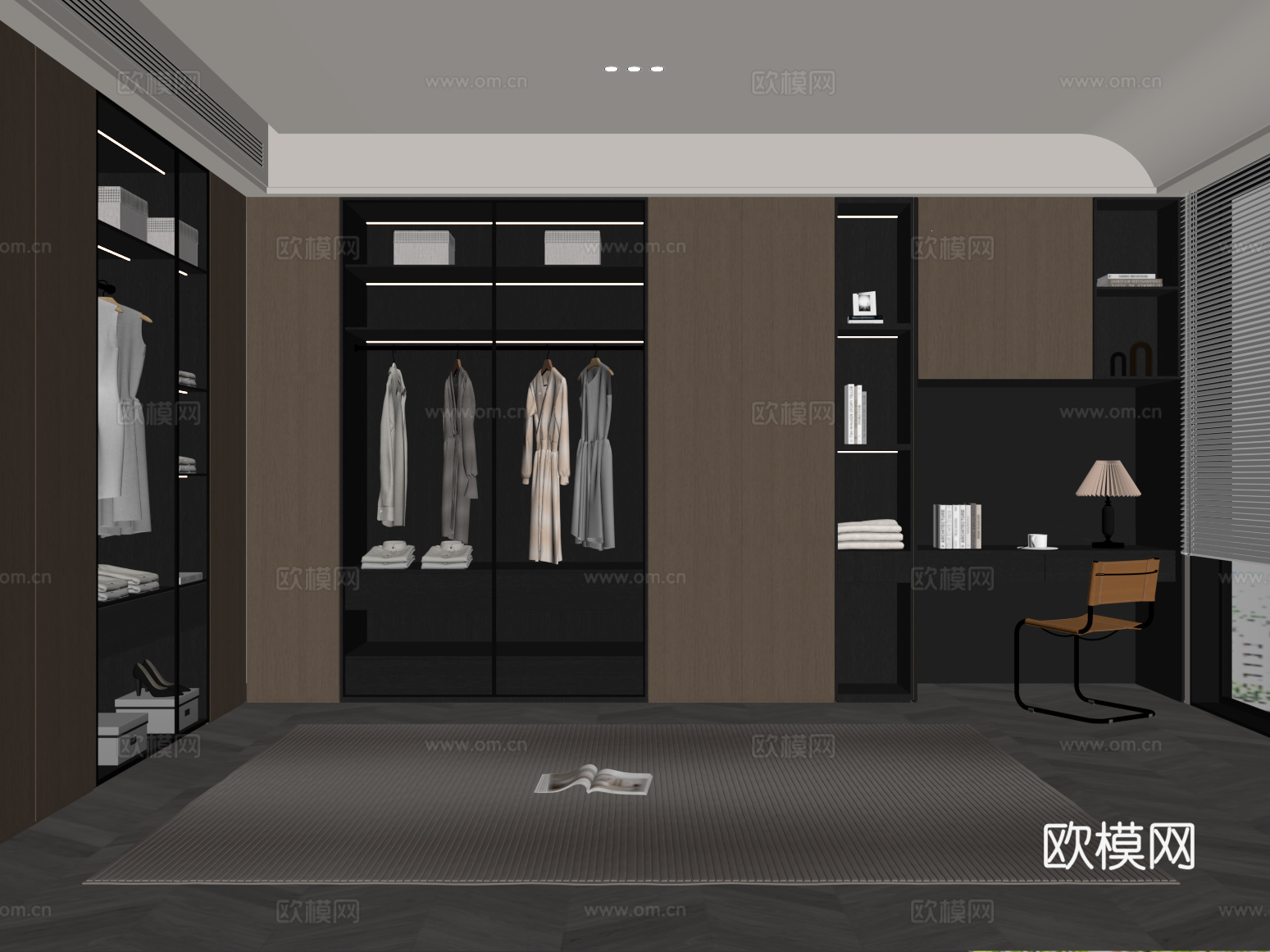 衣帽间 意式极简衣帽间 衣柜 衣服服饰su模型