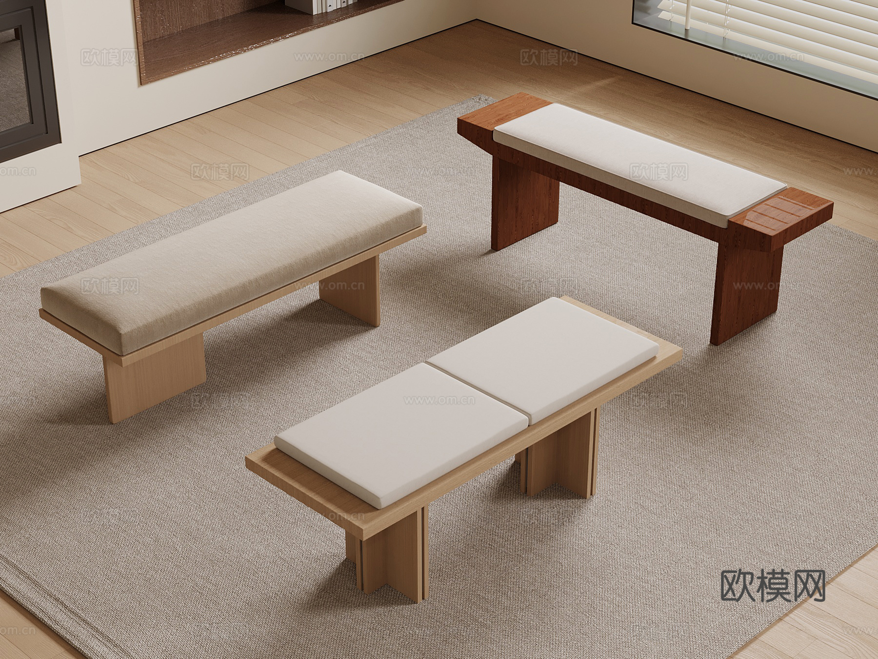 床尾凳 侘寂床尾凳 换鞋凳 凳子3d模型