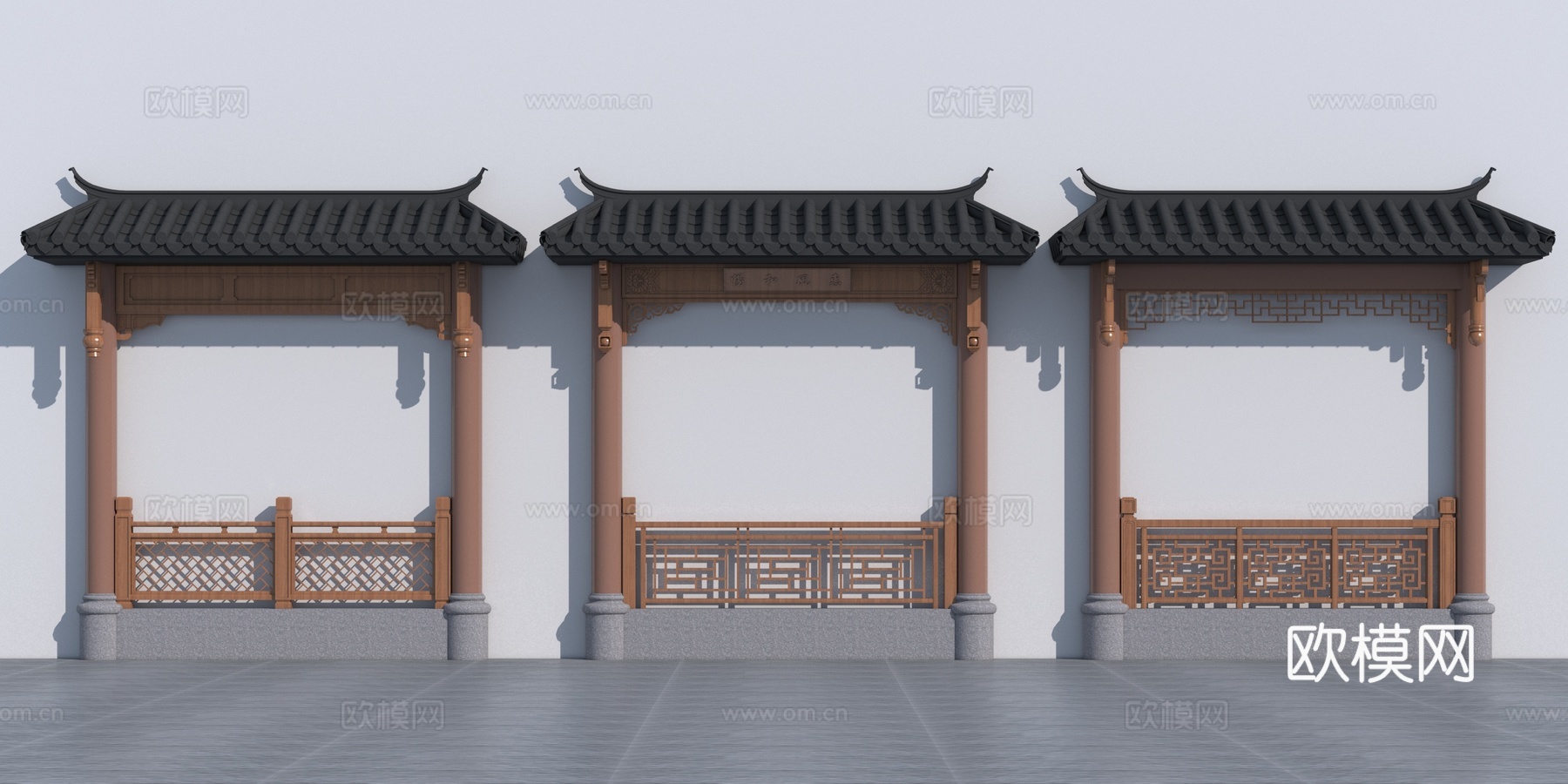 中式角花 护栏 梁托3d模型