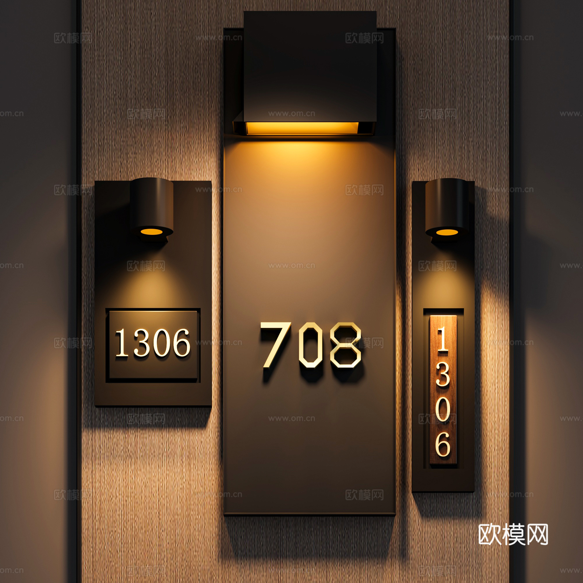 现代标识标牌 门牌 导视牌 房门牌 酒店门牌su模型