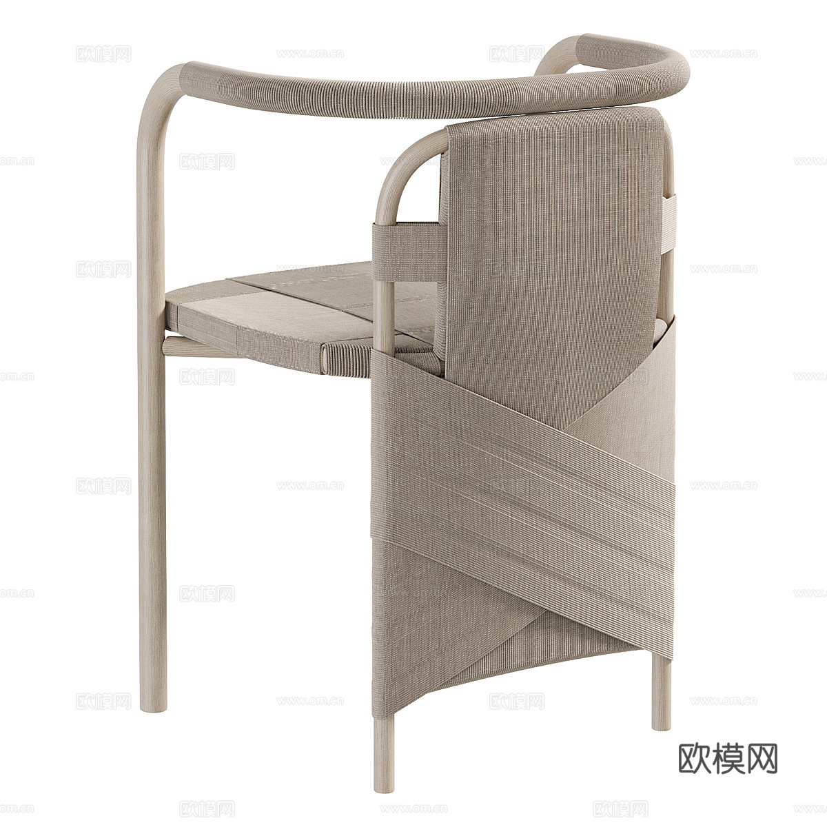 新中式侘寂藤编餐椅3d模型