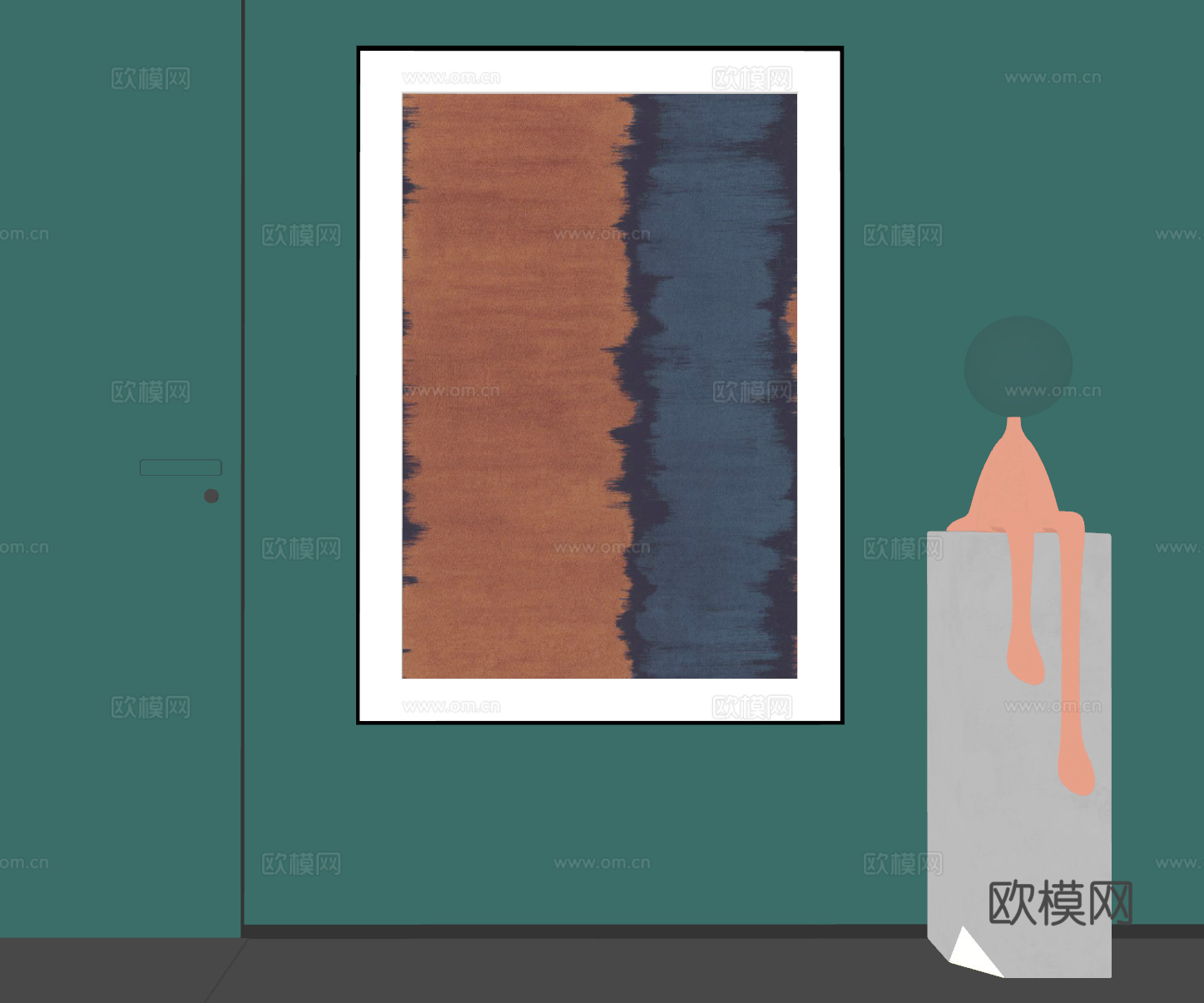 现代挂画  现代抽象挂画  现代极简挂画su模型