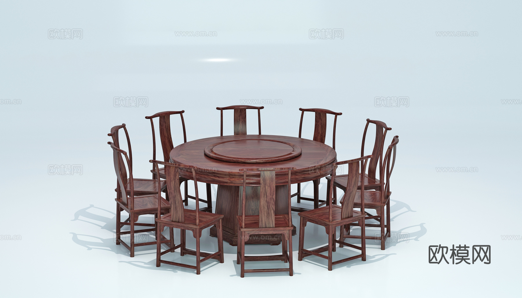 红木1.56米圆餐台3d模型
