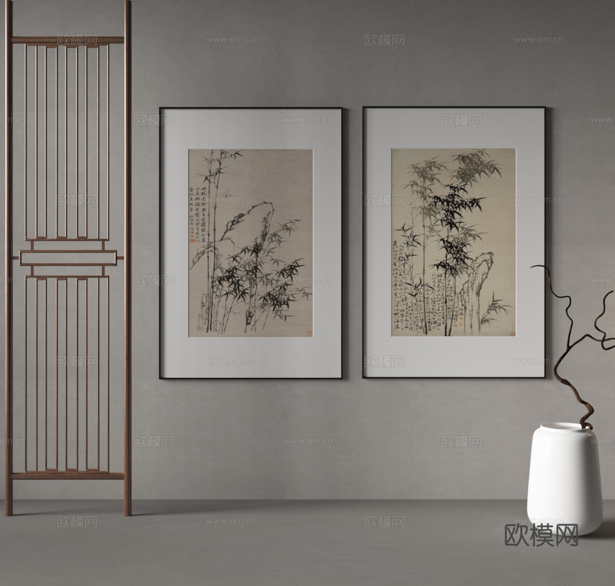 新中式装饰画3d模型