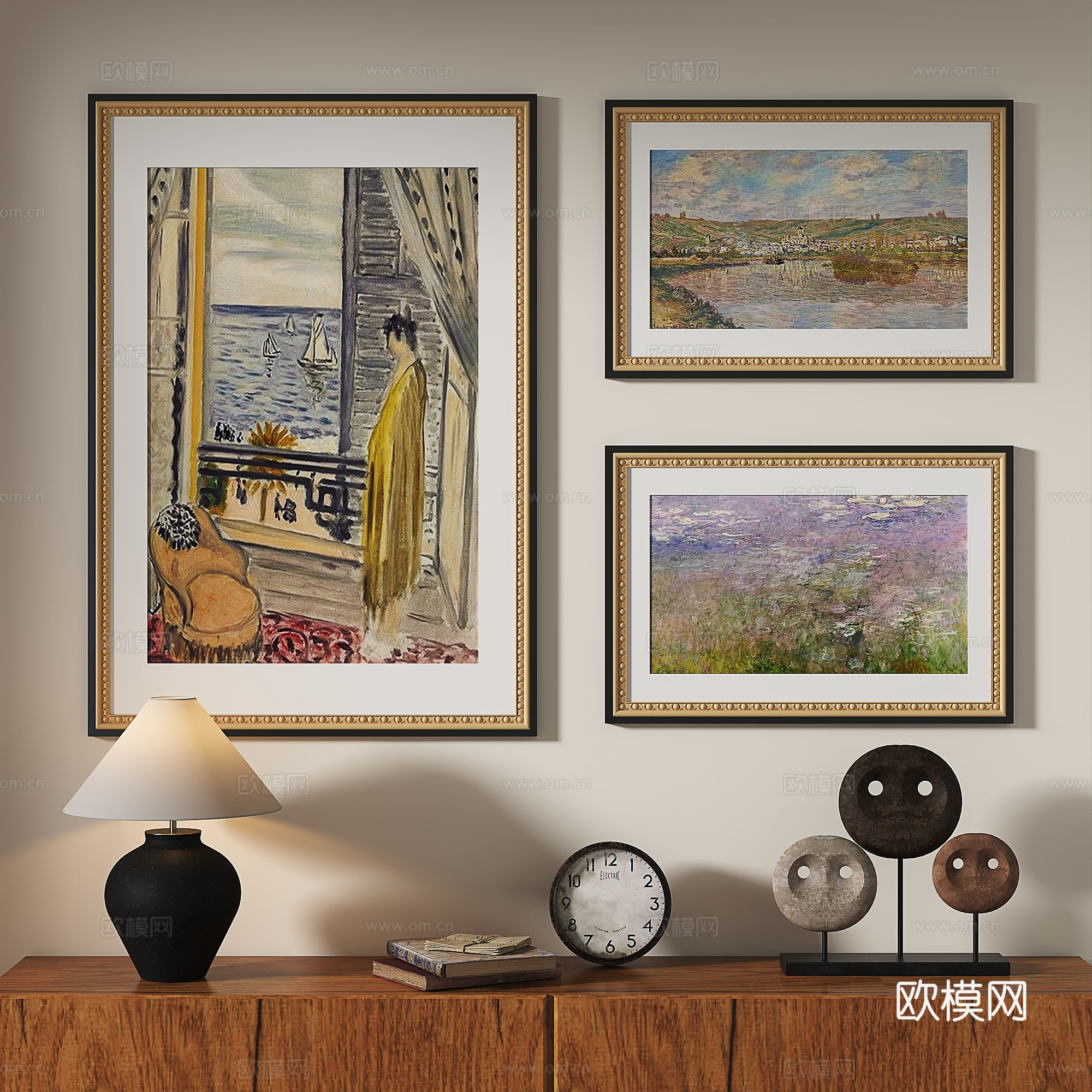 法式，复古，现代，中古，轻奢，油画，抽象，装饰画3d模型