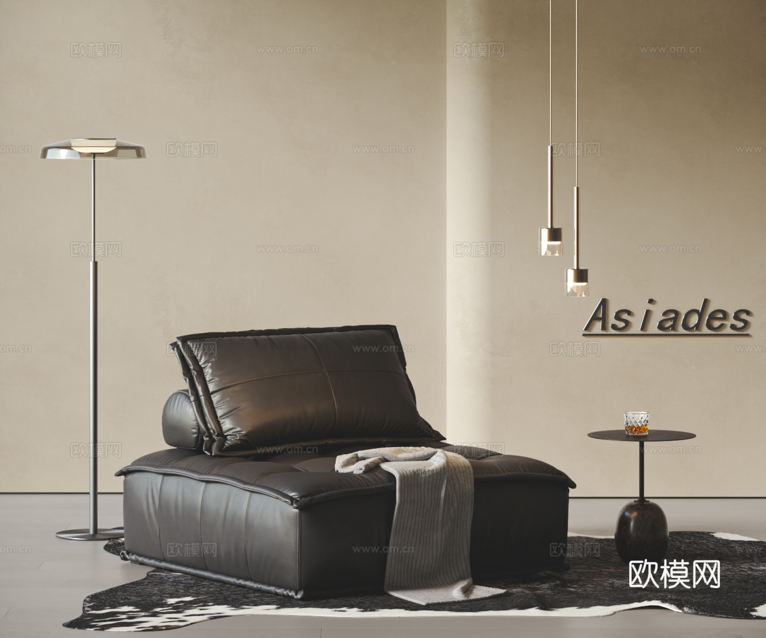 ASIADES 现代单人沙发 模块沙发 组合沙发 皮埃蒙特3d模型