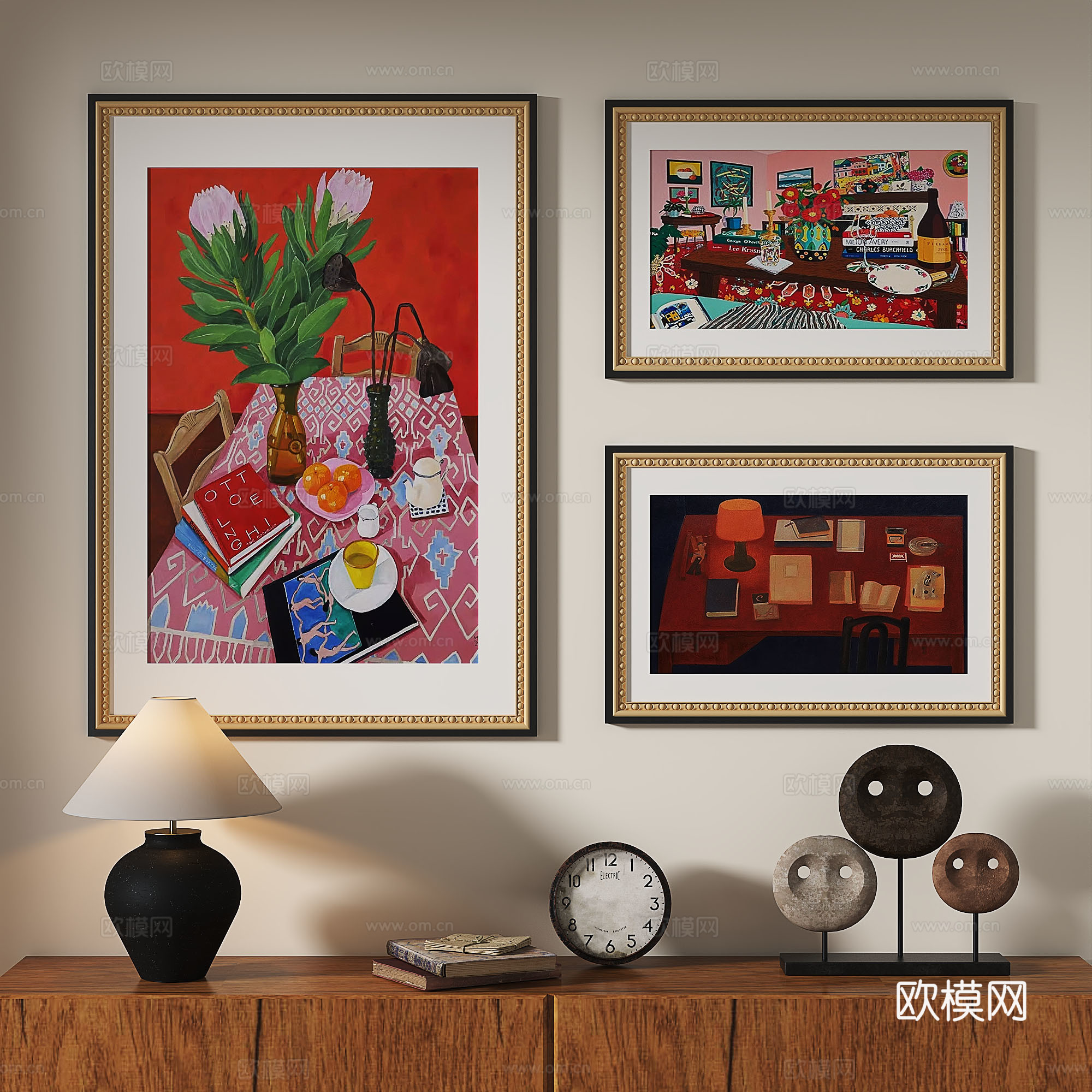 法式，复古，现代，中古，轻奢，油画，抽象，装饰画3d模型
