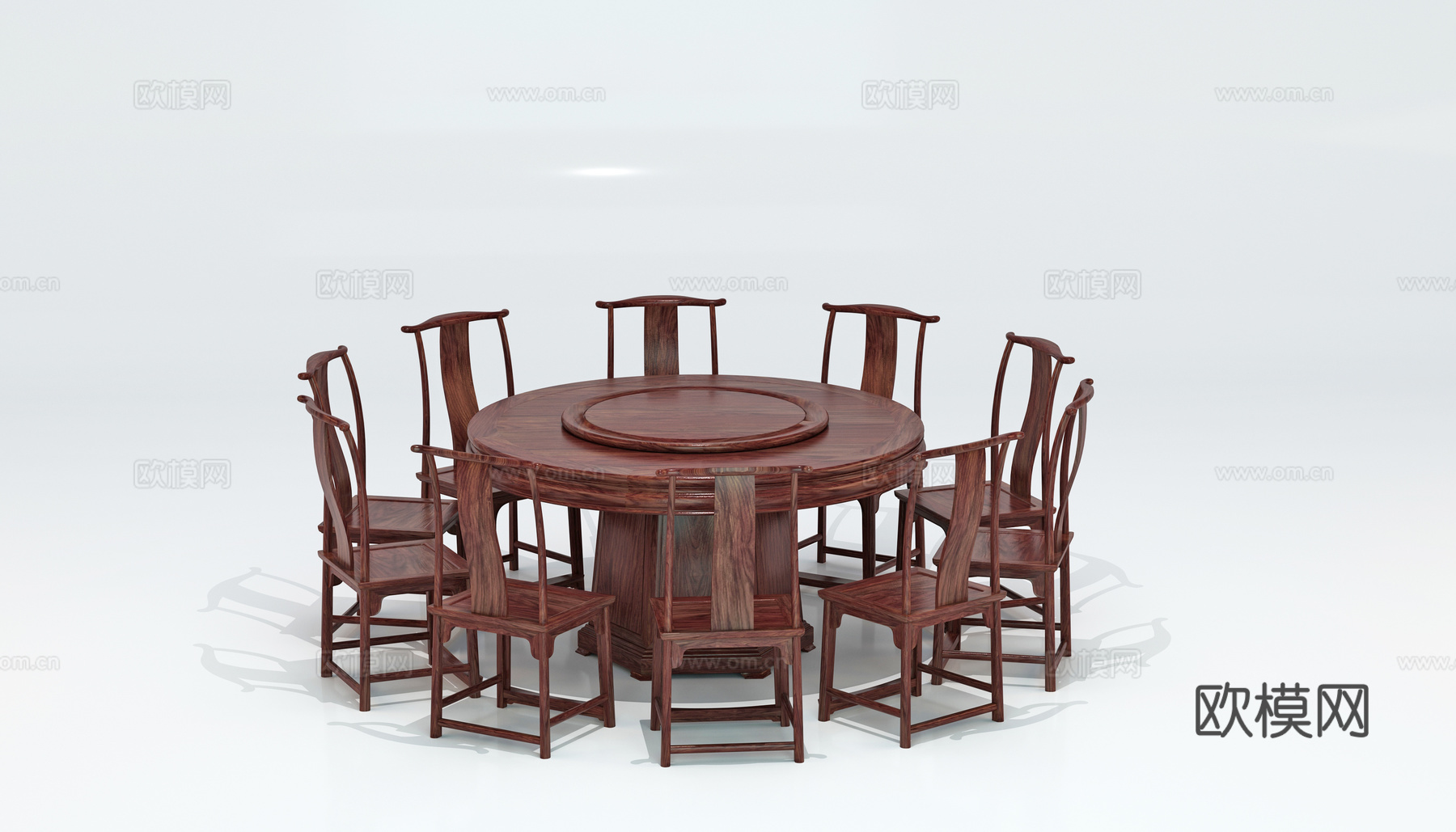 红木1.56米圆餐台3d模型
