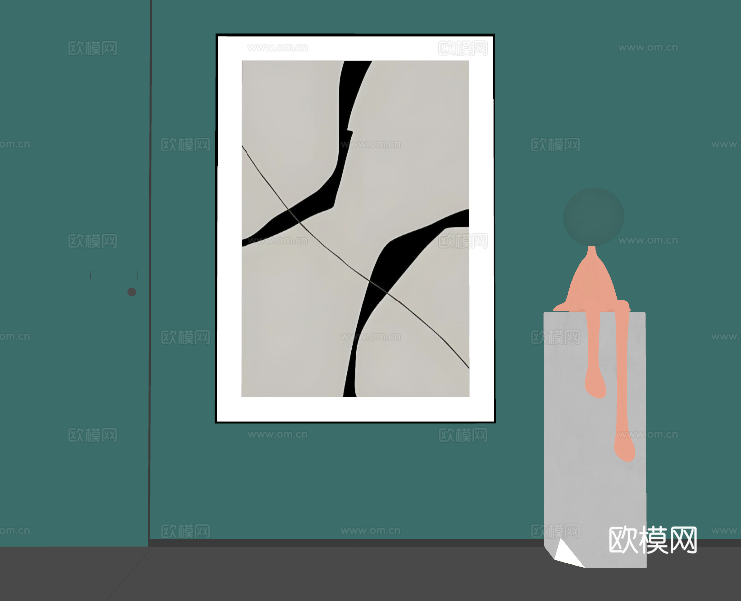现代挂画  现代抽象挂画  现代极简挂画su模型
