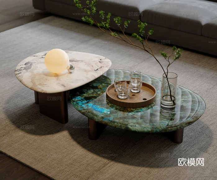 现代简约茶几 茶几组合 大理石茶几 金属茶几 异型茶几3d模型下载
