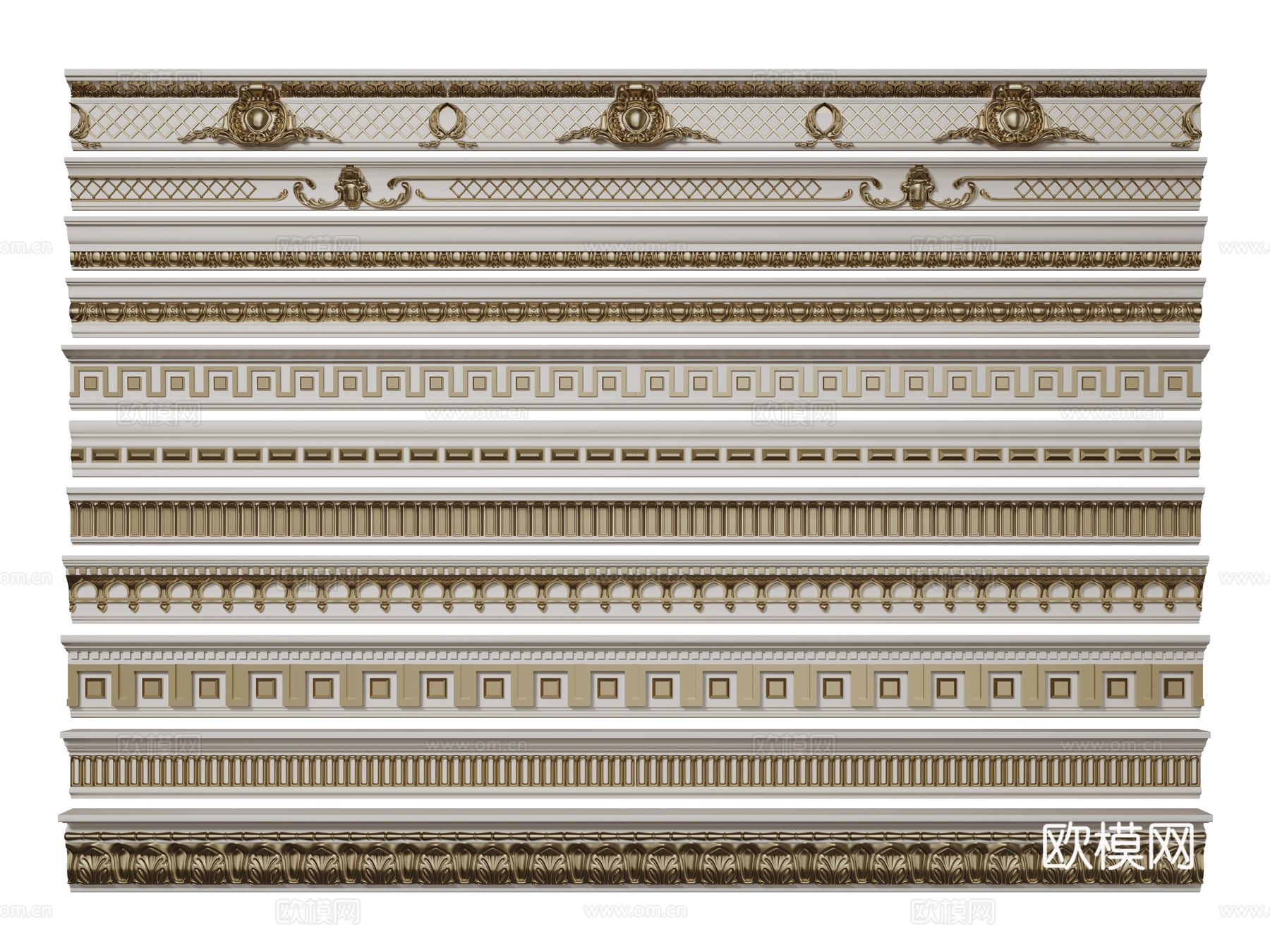 法式石膏线 石膏顶线 天花角线 法式线条su模型