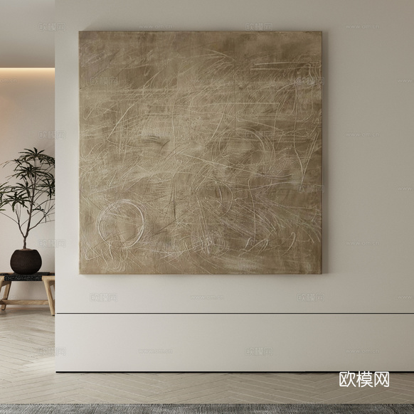 现代侘寂挂画 油画3d模型下载