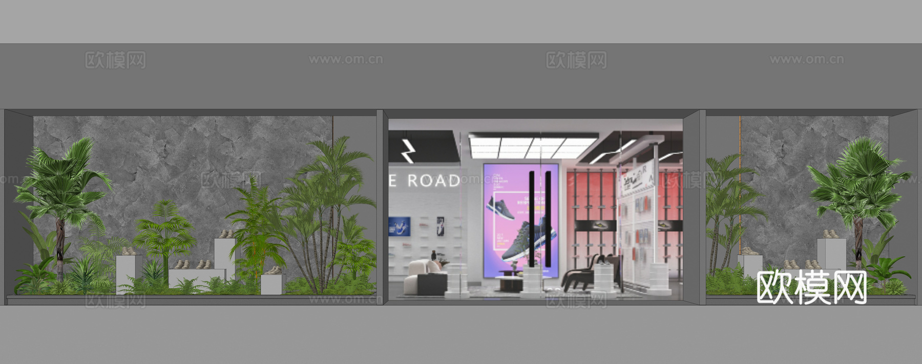 橱窗展示绿植景观绿植造景su模型