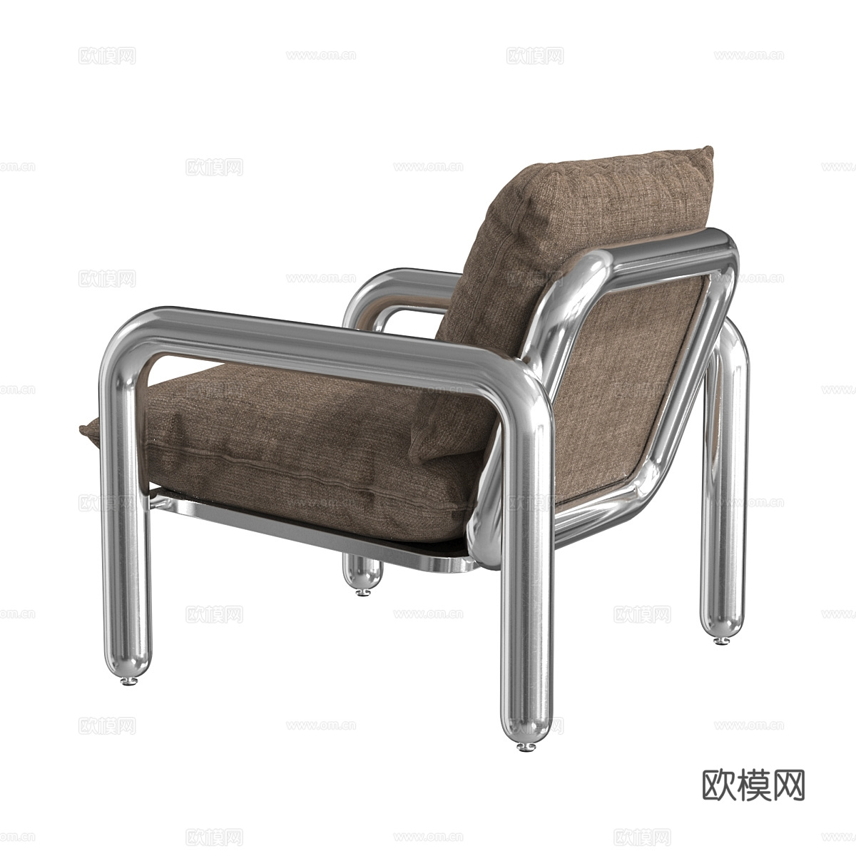 现代意式极简不锈钢扶手椅3d模型