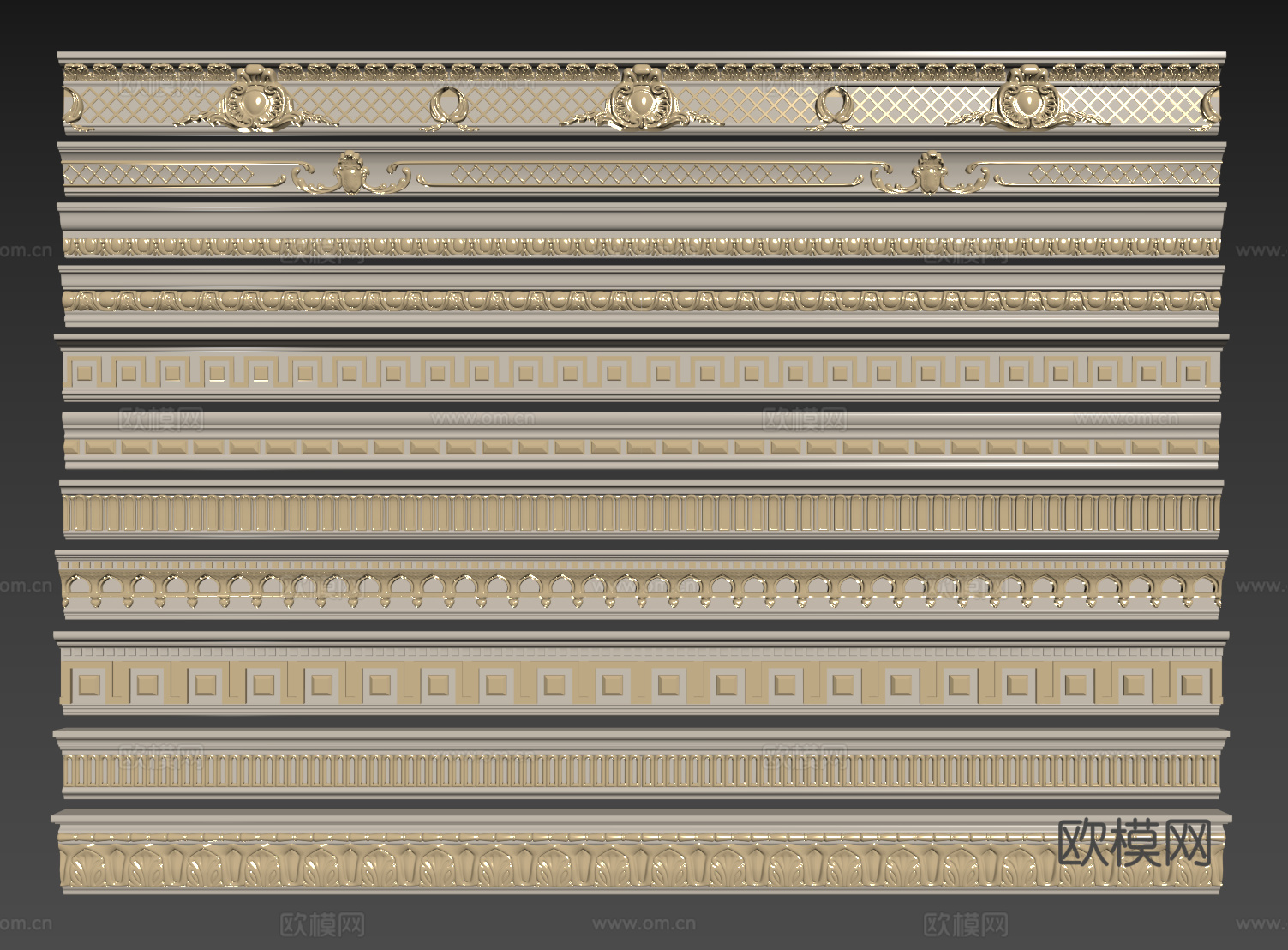 法式石膏线 石膏顶线 天花角线 法式线条su模型