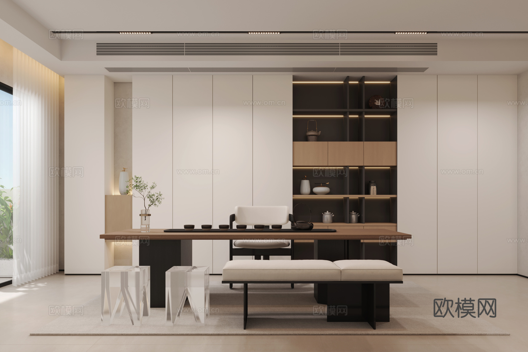 现代极简客餐厅3d模型