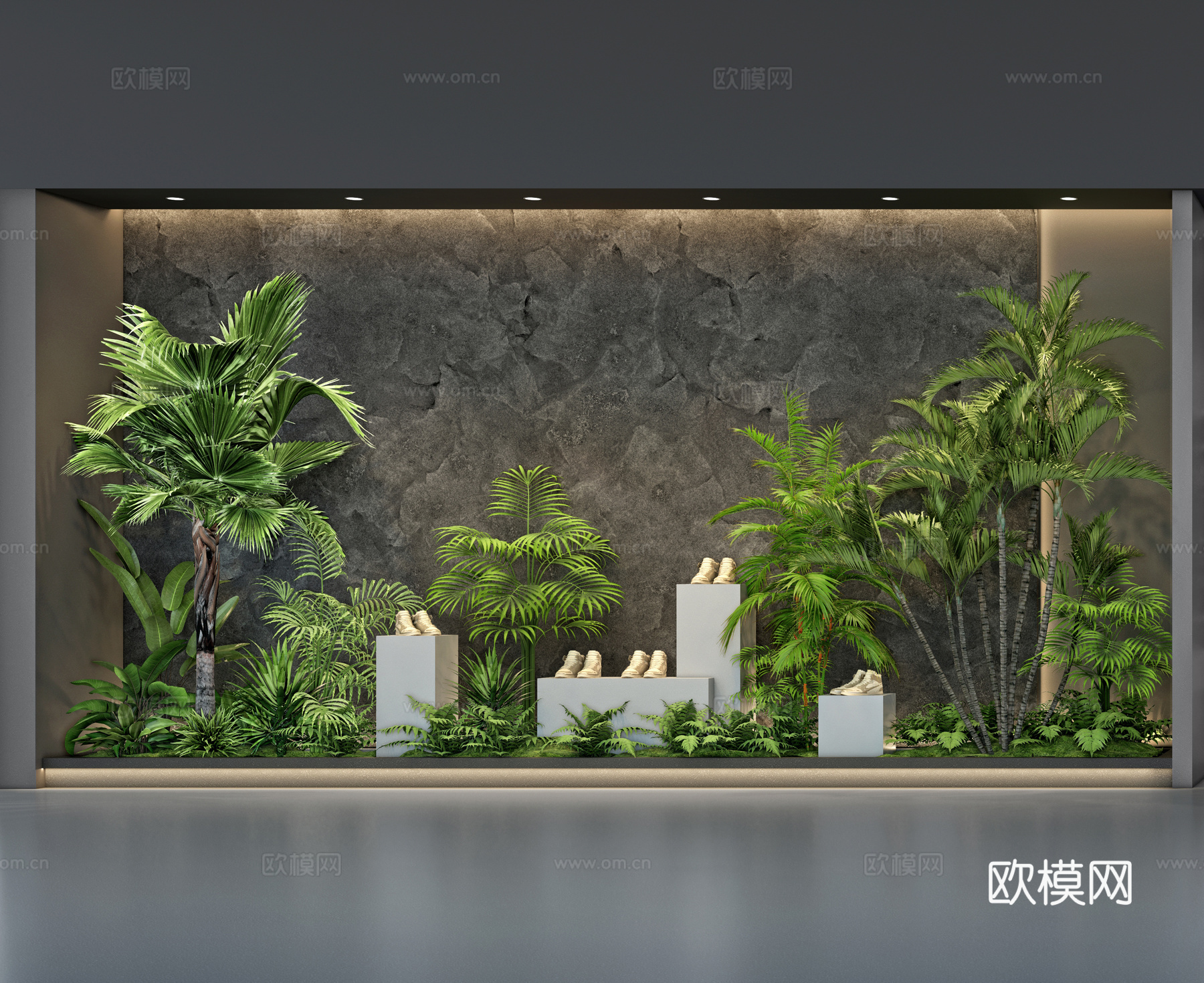 橱窗展示绿植景观绿植造景su模型