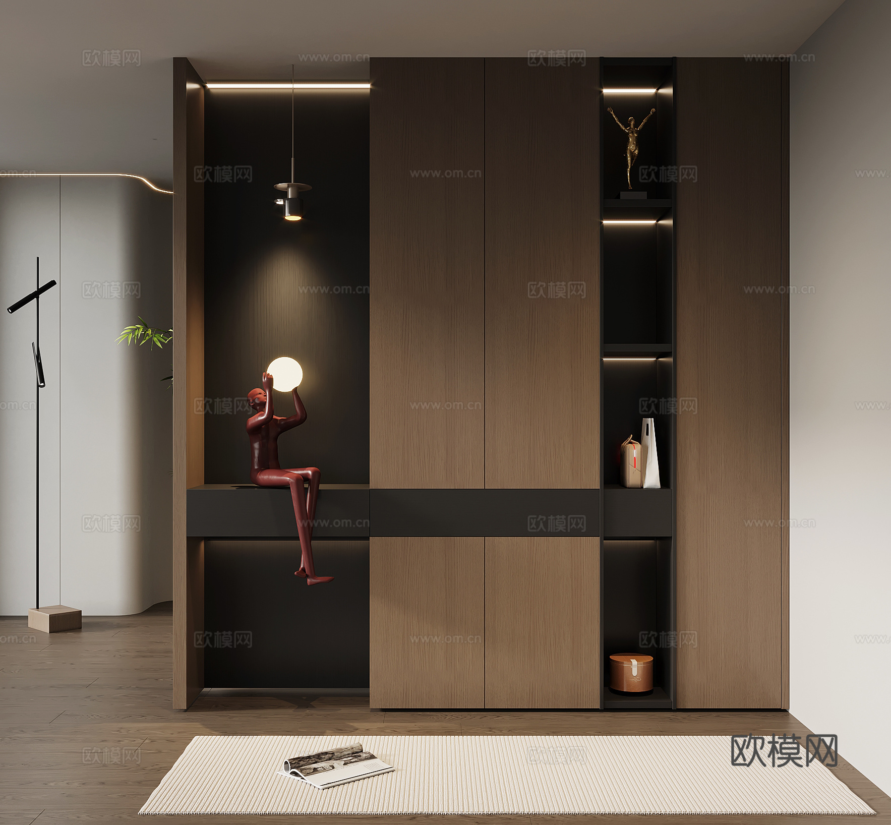 玄关鞋柜 现代鞋柜摆件3d模型下载