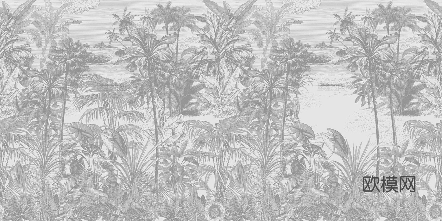 现代植物简约精雕立体墙纸
