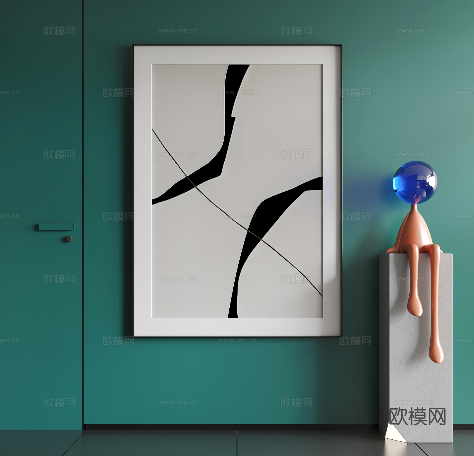 现代挂画  现代抽象挂画  现代极简挂画su模型