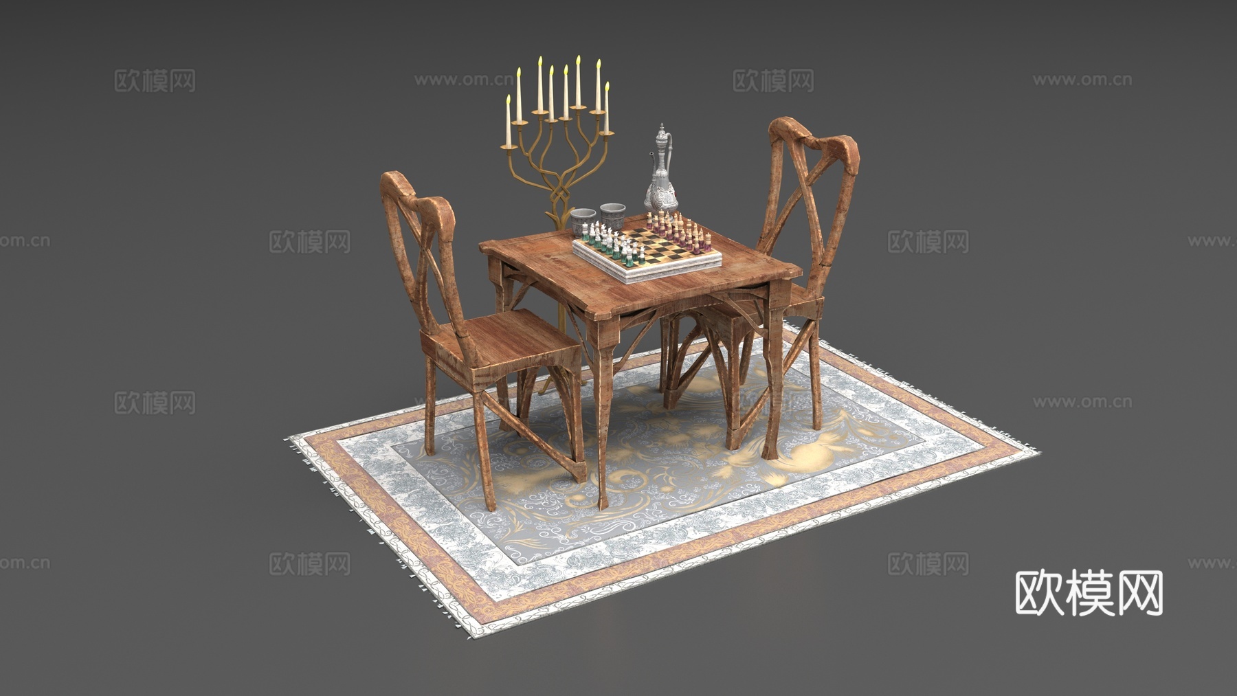 国际象棋桌椅3d模型
