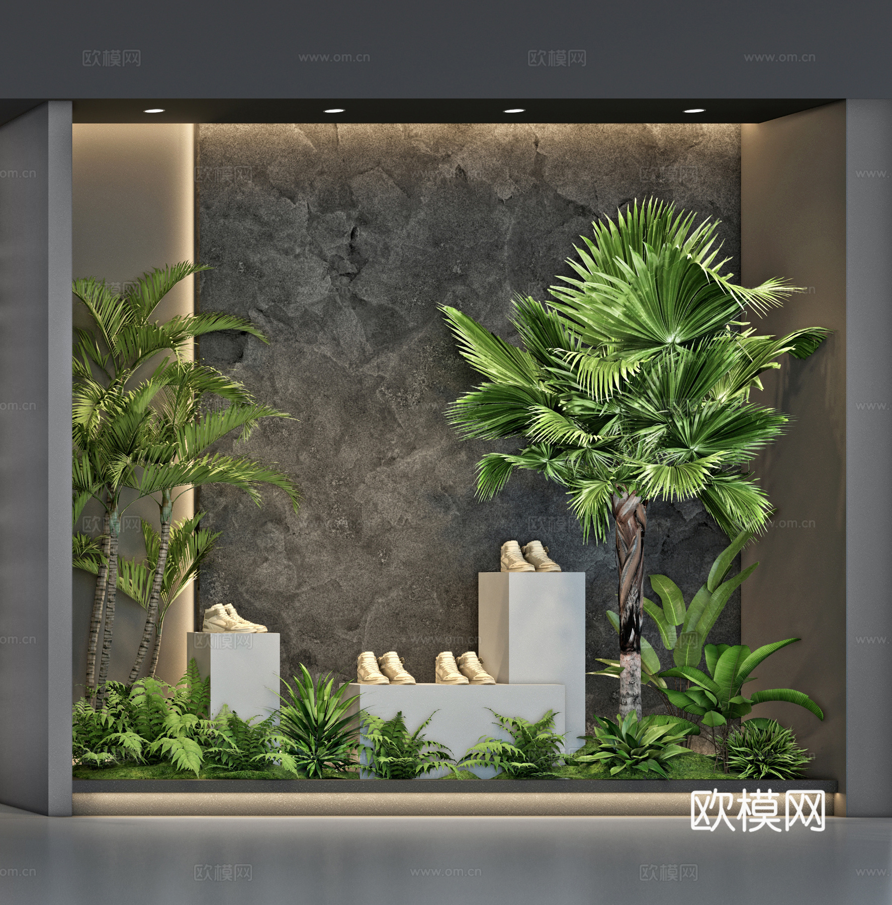 橱窗展示绿植景观绿植造景su模型